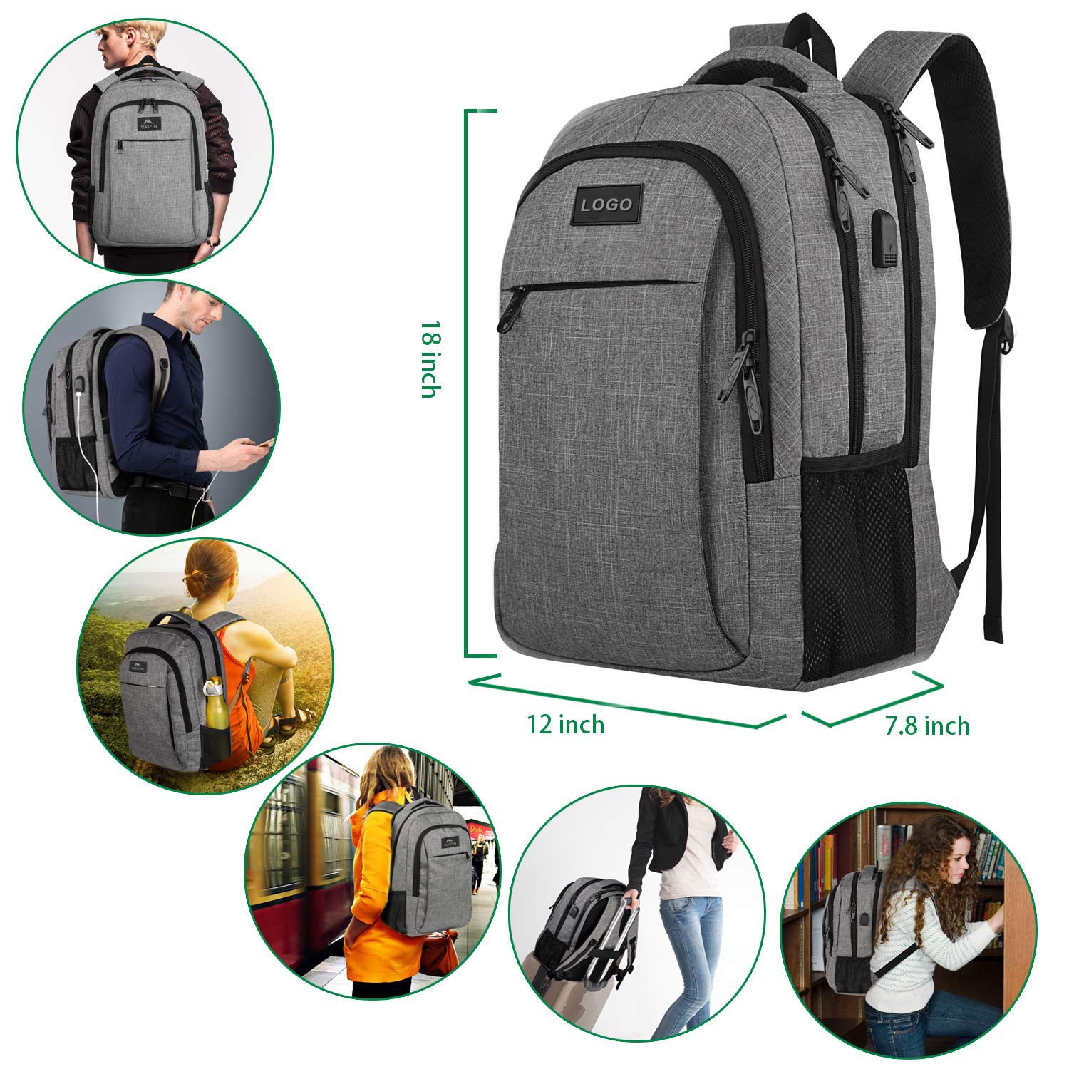 gray fanlosn large capacity business backpack,custom,dimensions