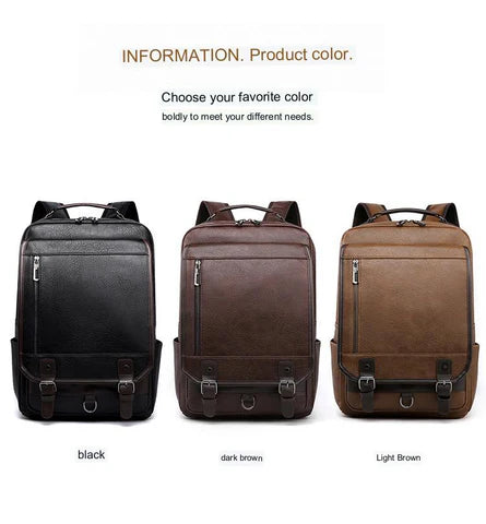 black fanlosn pu leather business backpack men,custom,color display