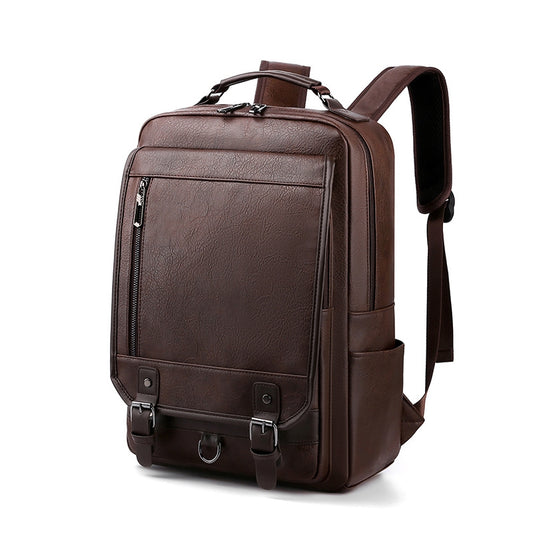 dark brown fanlosn pu leather business backpack men,custom,side