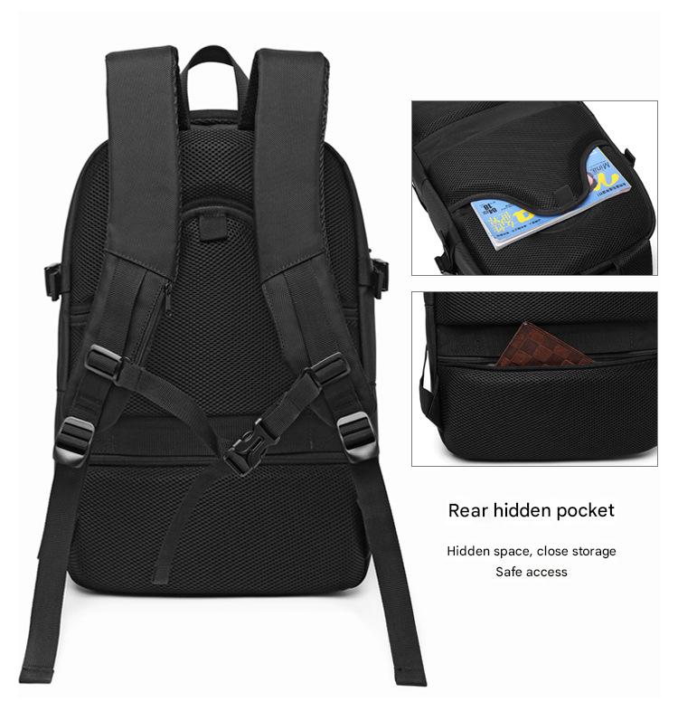 business backpack with rear hidden pocket breathable mesh back panel and adjustable chest strap