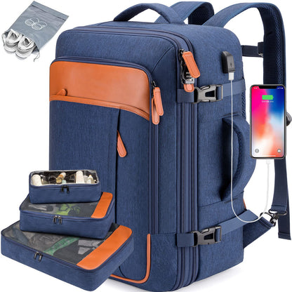 blue fanlosn business backpack with organizer,front