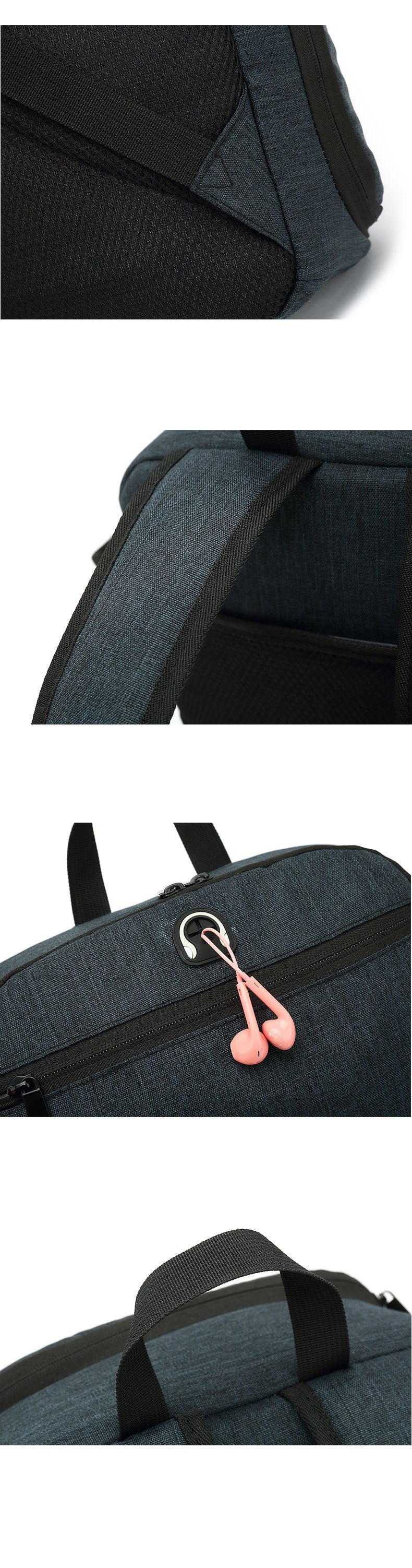 camera backpack detail construction with durable handles and zippers