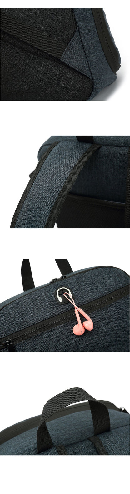 camera backpack detail construction with durable handles and zippers