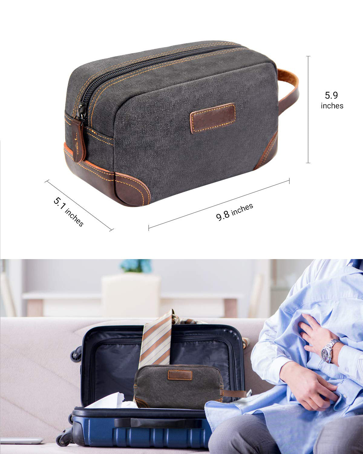 canvas dopp kit toiletry bag size for travel essentials