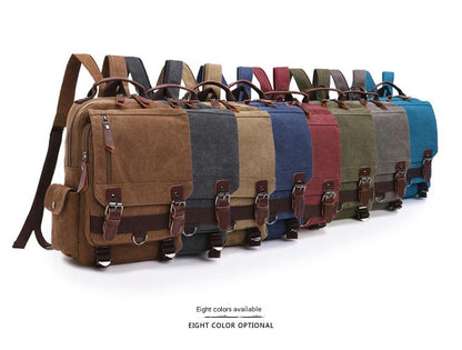 canvas rucksack backpack with eight color options for custom wholesale orders