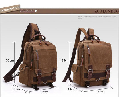 canvas rucksack backpack size 29cm by 11cm by 33cm