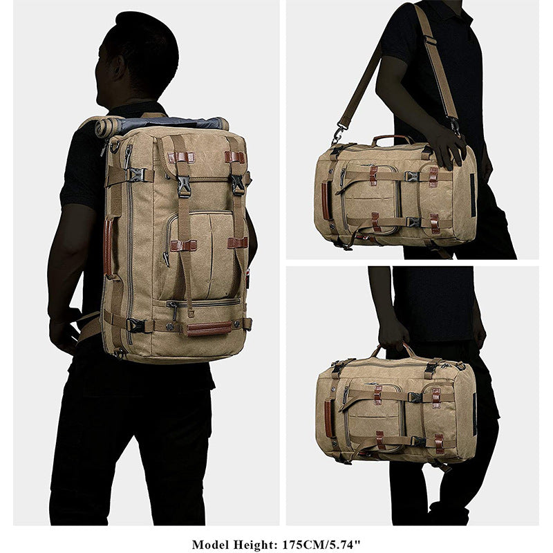 canvas travel backpack with backpack shoulder bag and hand carry options