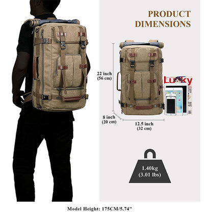 canvas travel duffel backpack with multiple carrying options