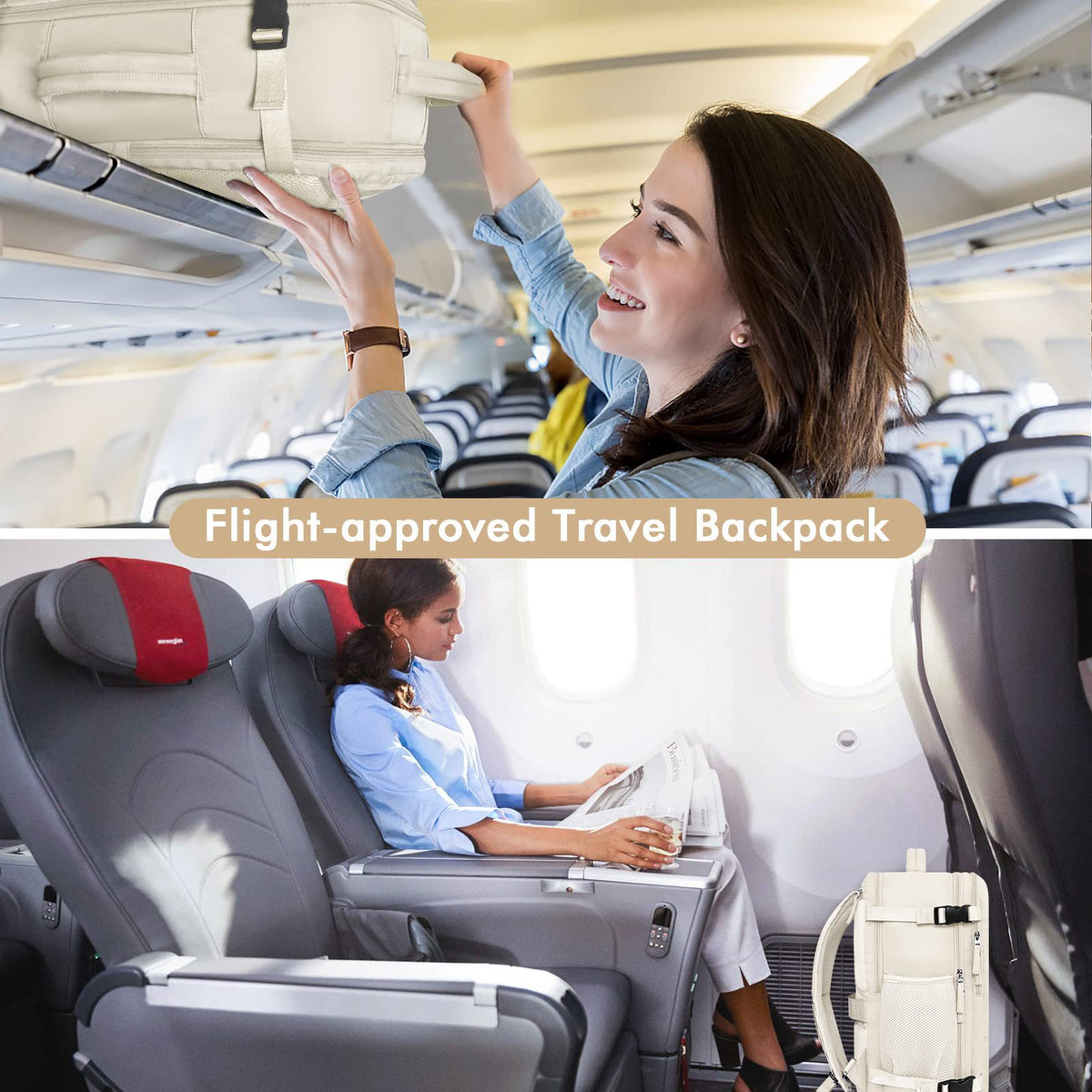 carry-on travel backpack for business trips airport transit and overhead luggage use