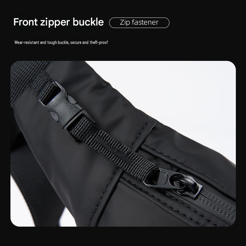 coated waist pack with smooth zipper pull and reinforced zipper edge detail