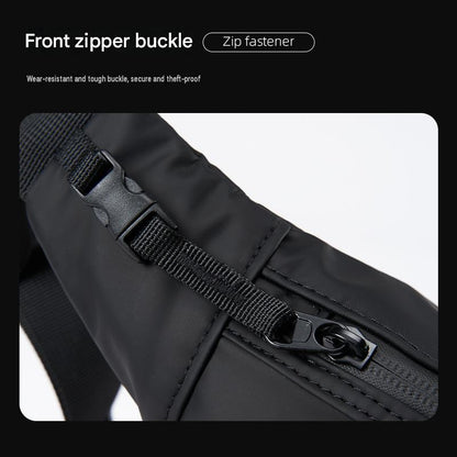 coated waist pack with smooth zipper pull and reinforced zipper edge detail