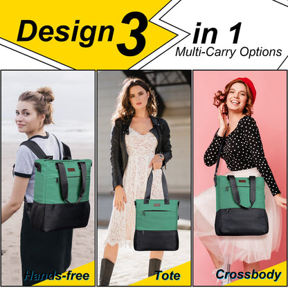convertible laptop tote backpack with multiple carrying options for travel and commuting