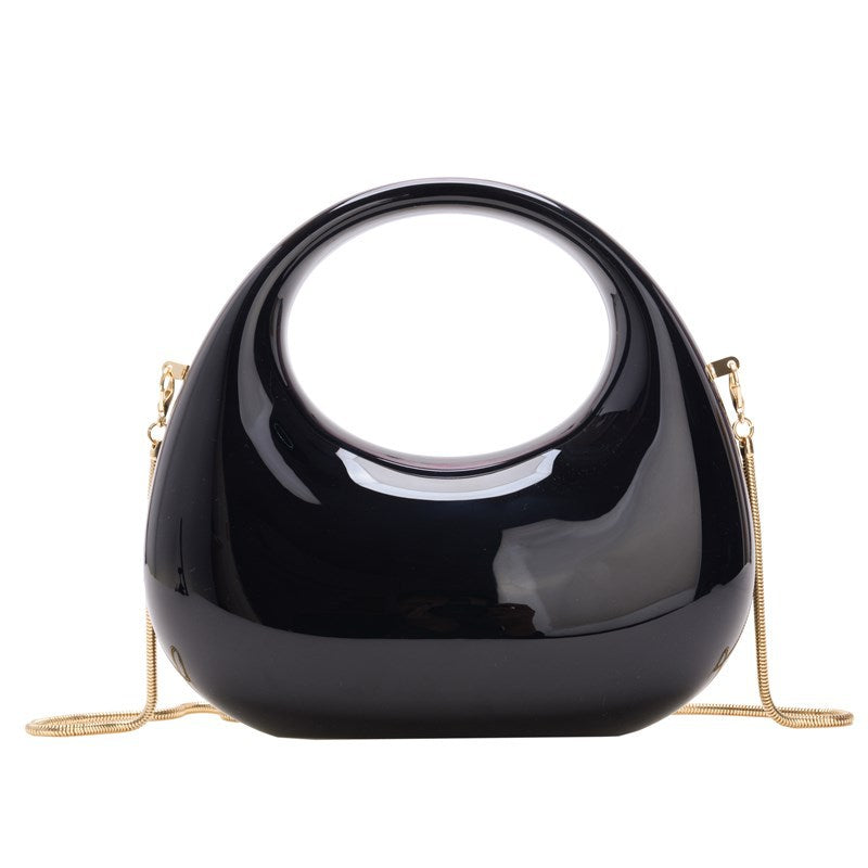 black small size acrylic crescent bag handbag,women,front