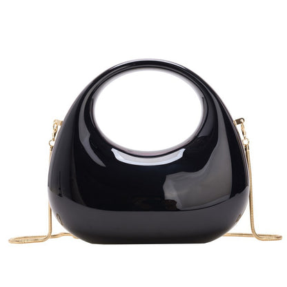 black small size acrylic crescent bag handbag,women,front