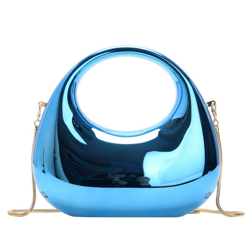 blue small size acrylic crescent bag handbag,women,front