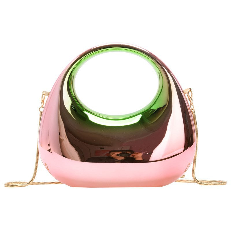 champagne green small size acrylic crescent bag handbag,women,front