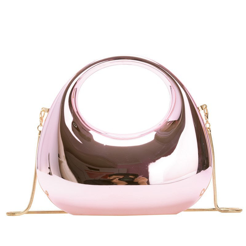 champagne pink small size acrylic crescent bag handbag,women,front
