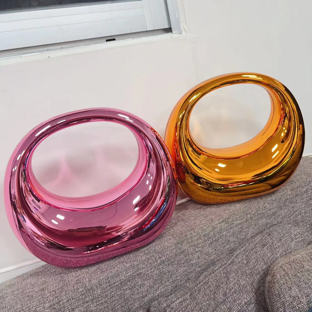pink and gold acrylic crescent bag handbag,women,color dispaly