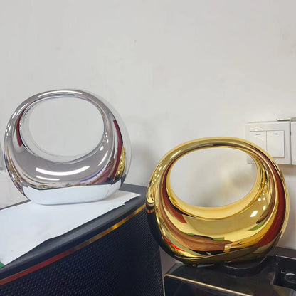 silver and gold acrylic crescent bag handbag,women,color dispaly