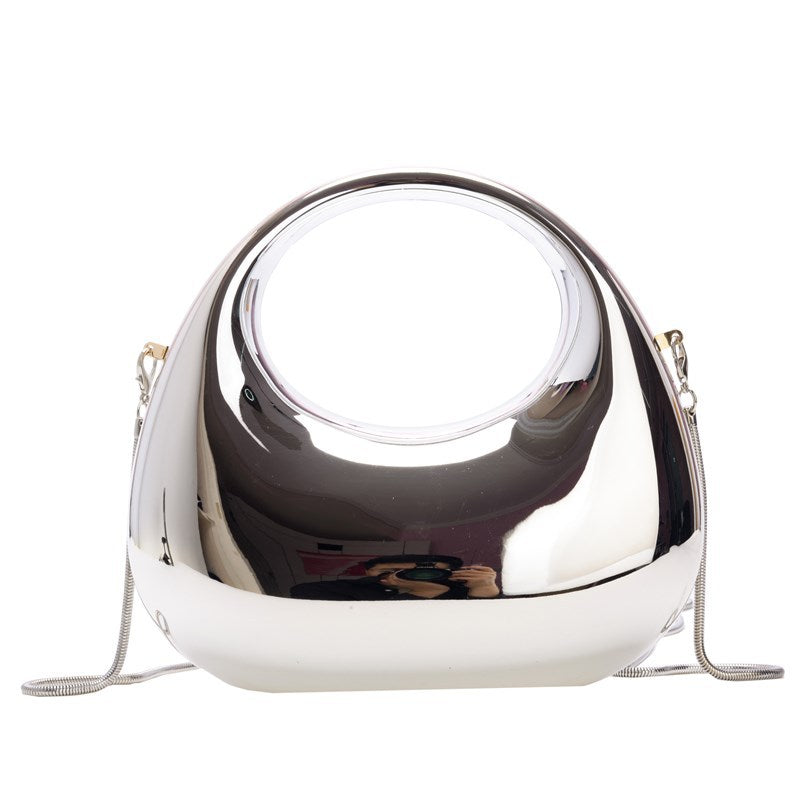 silver small size acrylic crescent bag handbag,women,front