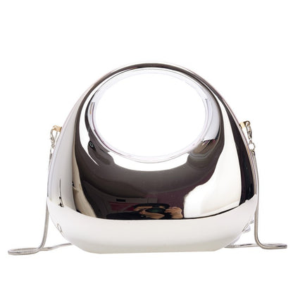 silver small size acrylic crescent bag handbag,women,front