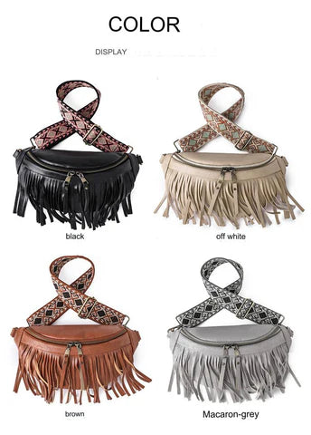 brown fanlosn pu leather fringe crossbody bag women,custom,color display