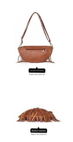 brown fanlosn pu leather fringe crossbody bag women,custom,display