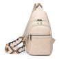 beige​ pu crossbody chest bag,women,front