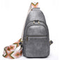 gray​ pu crossbody chest bag,women,front