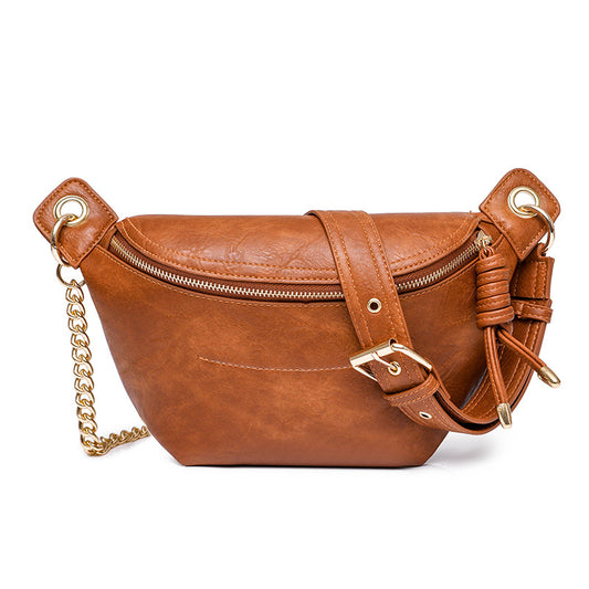 brown fanlosn pu leather crossbody chest bag women,custom,front