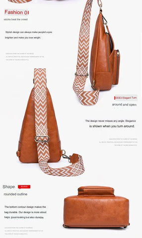 brown fanlosn pu leather retro crossbody chest bag,custom,display