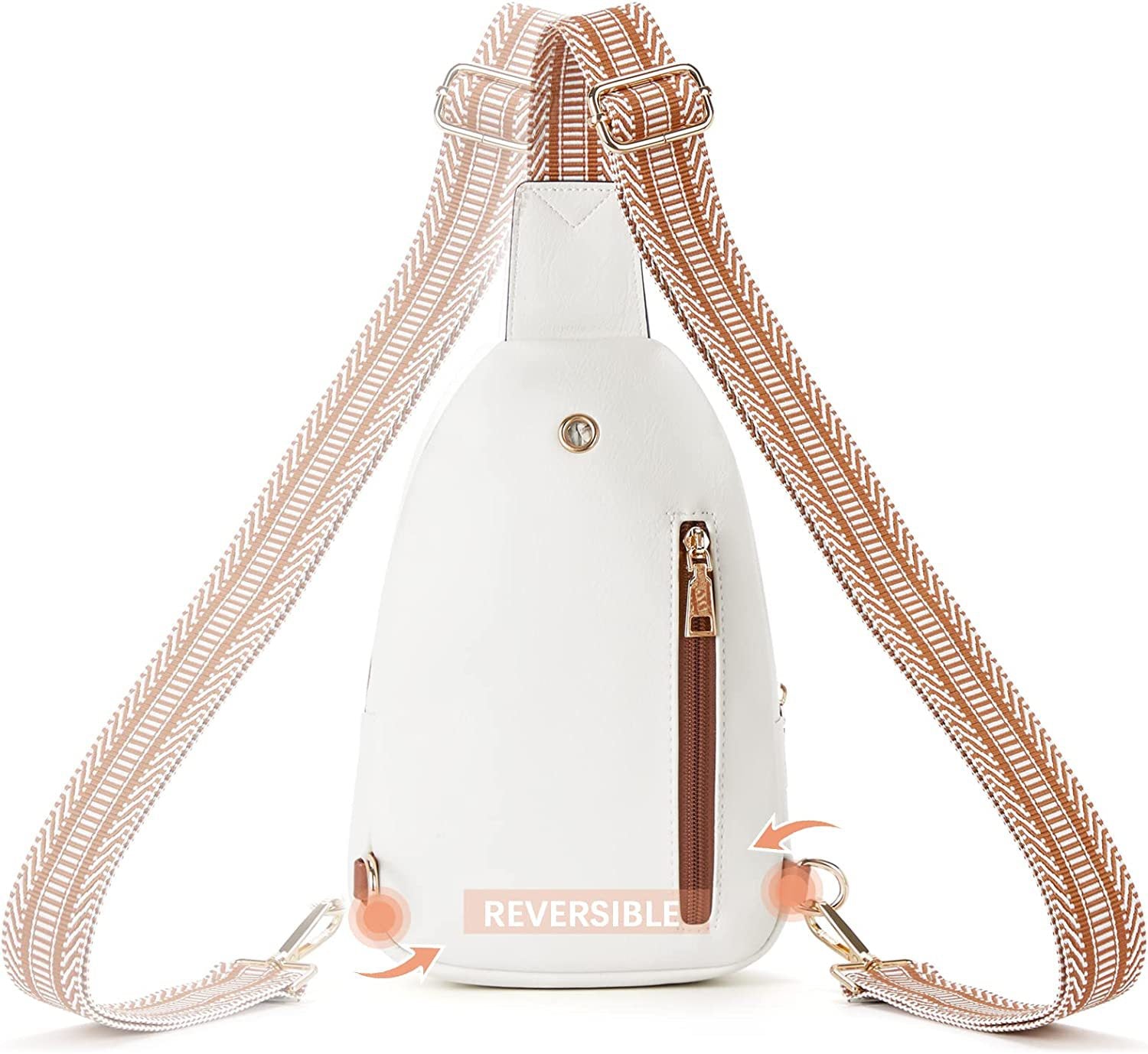 white pu leather crossbody sling bag,women,back