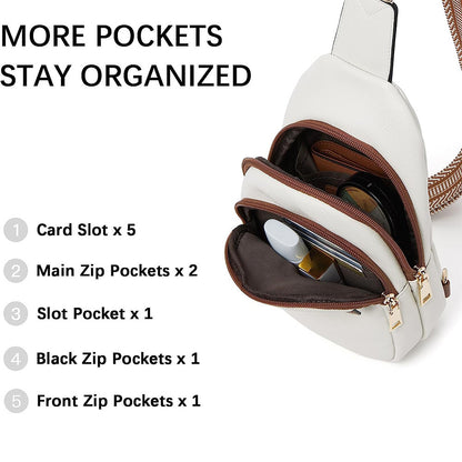 white pu leather crossbody sling bag,women,inner
