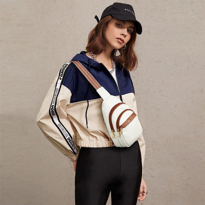 white pu leather crossbody sling bag,women,model display