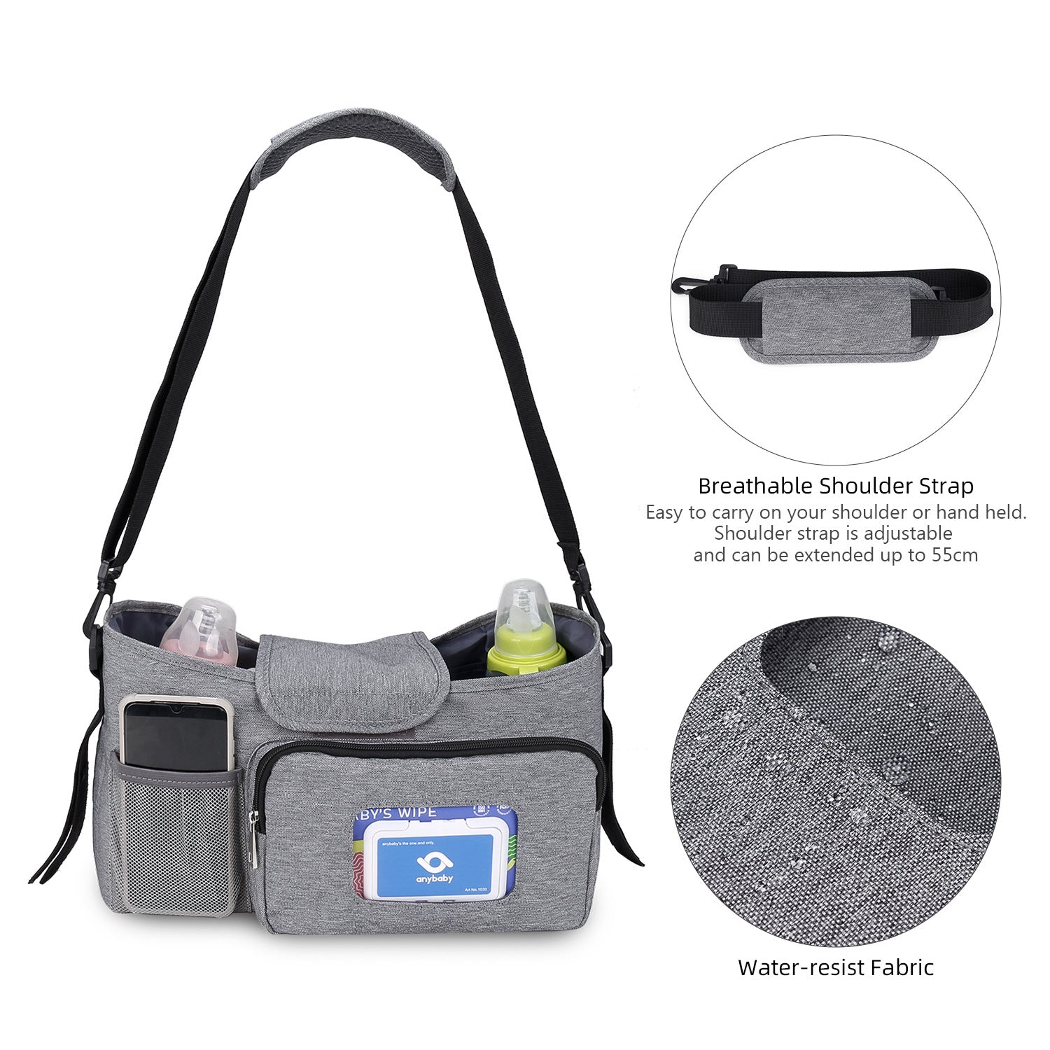 custom baby stroller organizer bag with insulated bottle holders