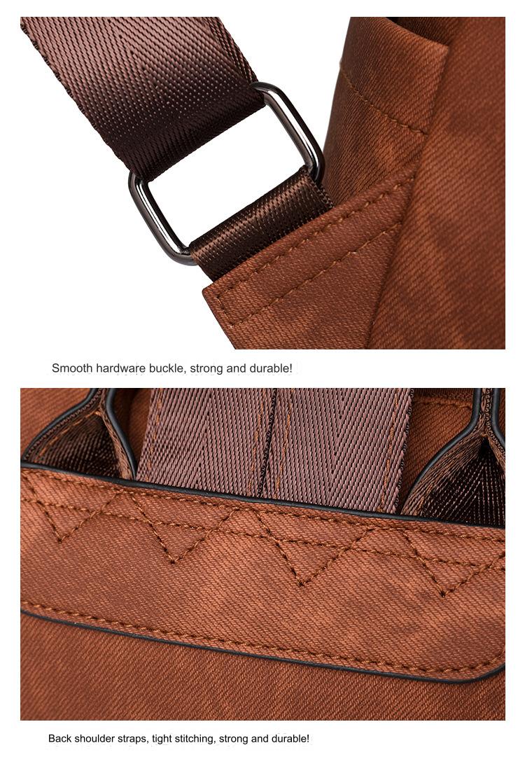custom backpack strap attachment detail showing metal ring hardware reinforced stitching and shoulder strap connection