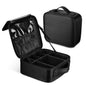 custom black professional makeup bag organizer case with adjustable compartments