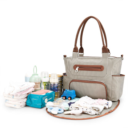 Custom diaper bag tote with changing pad bottle bag and organizer set