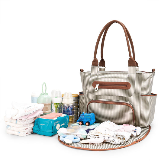 Custom diaper bag tote with changing pad bottle bag and organizer set