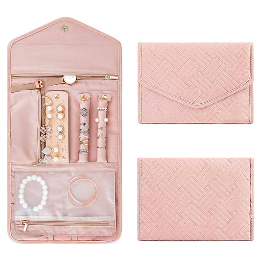 custom jewelry organizer pouch with flat lay storage design