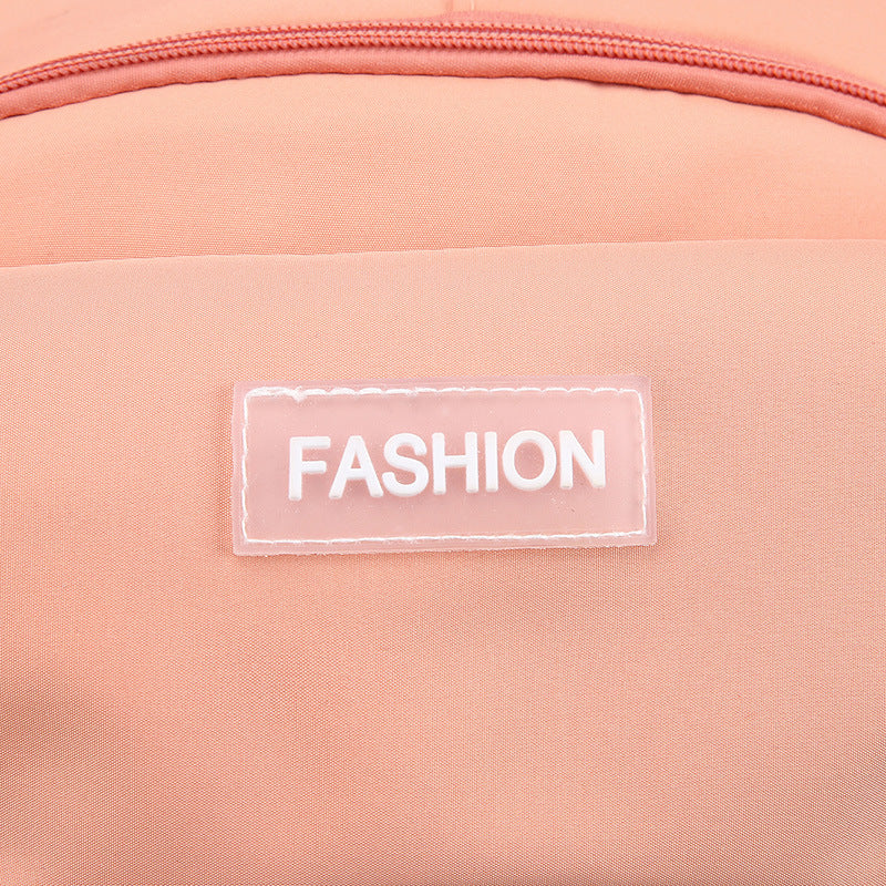 custom logo school backpack with front brand label customization area