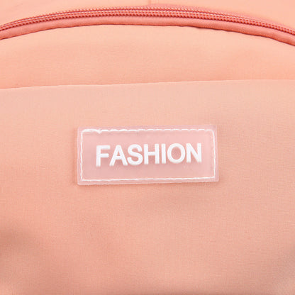 custom logo school backpack with front brand label customization area