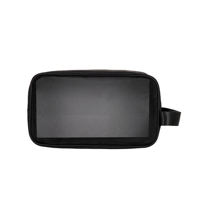 custom mesh tolietry bags available in black for wholesale orders