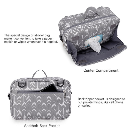 custom waterproof stroller organizer bag with insulated bottle pocket
