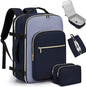 dark blue business backpack with laptop storage system