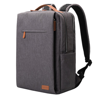 dark gray business travel laptop backpack with organized compartments