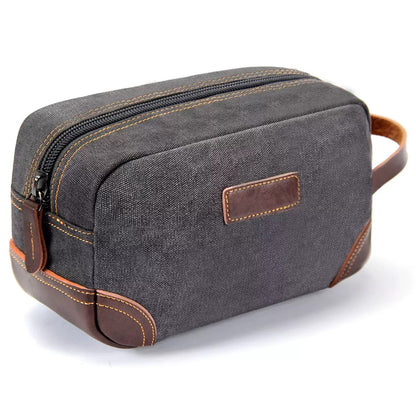 dark gray canvas dopp kit bag for men's grooming essentials