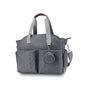 Dark gray waterproof diaper tote bag with insulated bottle pockets