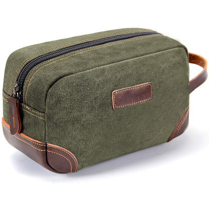 dark green canvas dopp kit bag for men's grooming essentials