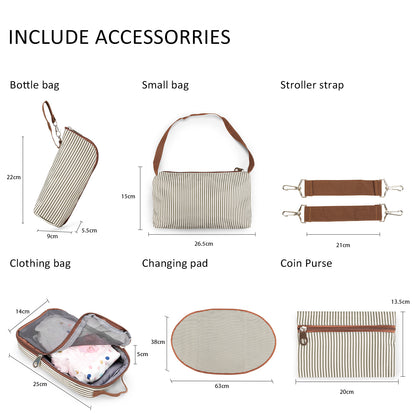 Diaper bag accessories including changing pad bottle bag clothing bag and coin pouch